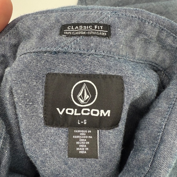 Volcom Shirt Men Large Blue Button Up Long Sleeve Classic Fit Casual Skater - Picture 7 of 12